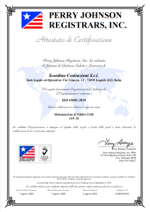 Certificazione Perry Johnson ISO 45001:2018 Scardino Costruzioni